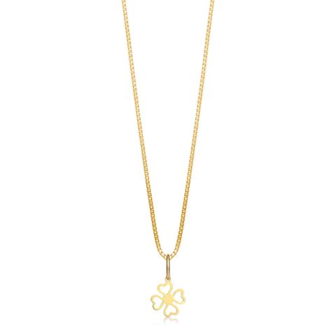 Halssmykke Kløver 375 Gult Gull