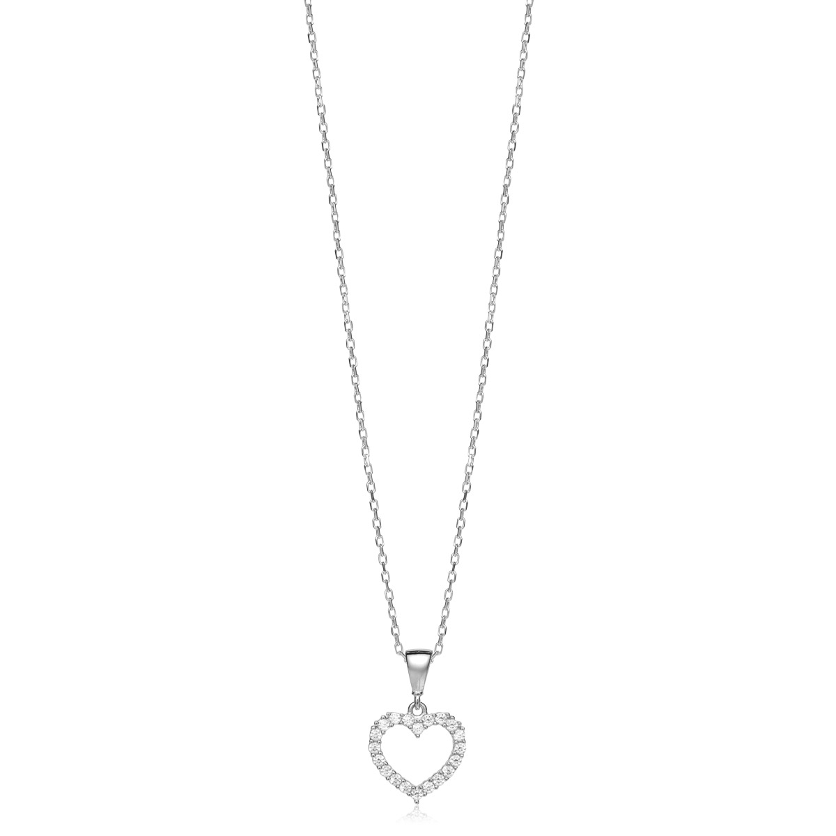 Halssmykke Hjerte 375 Hvitt Gull