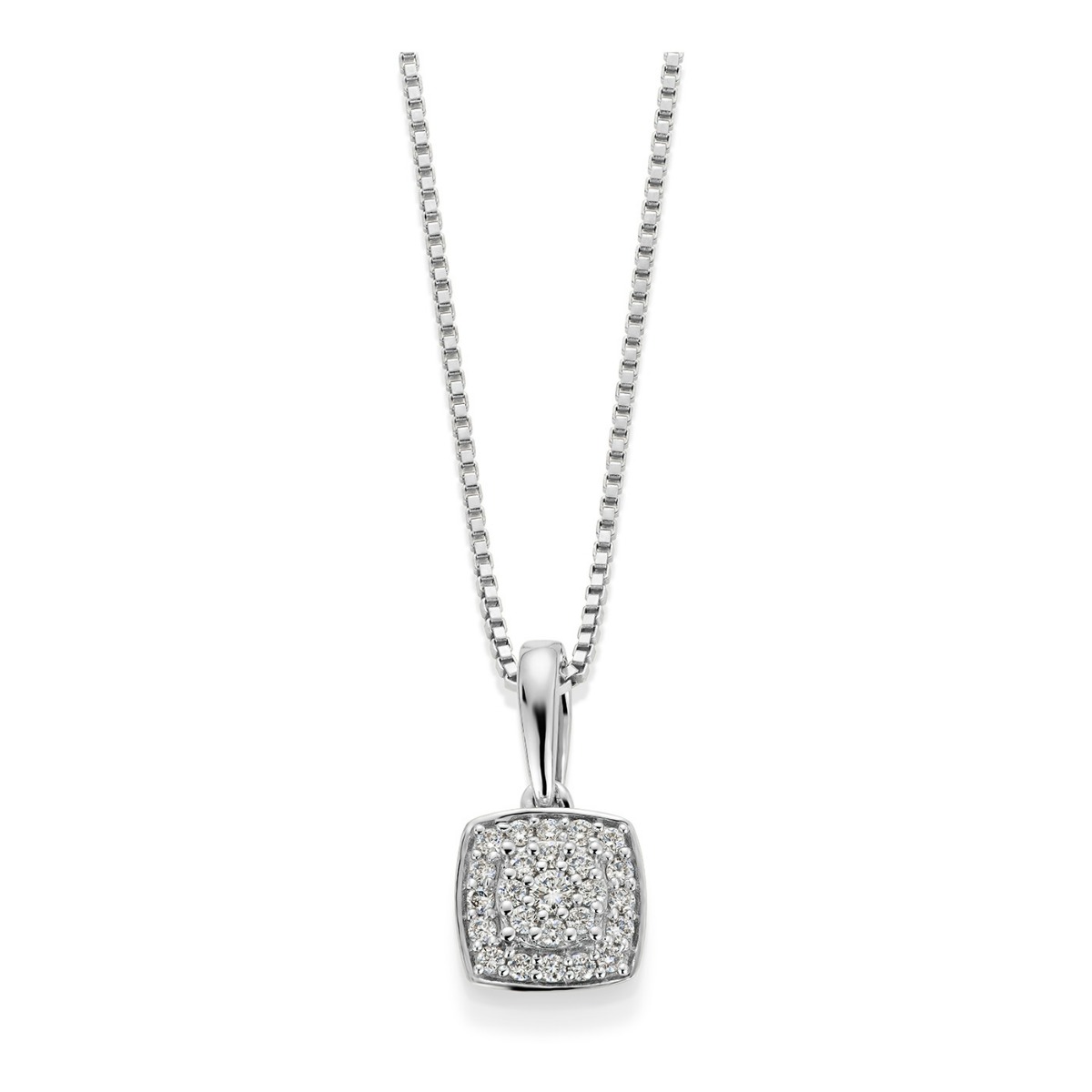 Diamantsmykke 375 Hvitt Gull 0,16 ct.