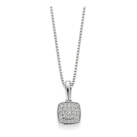 Diamantsmykke 375 Hvitt Gull 0,16 ct.