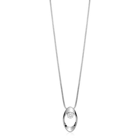 Diamantsmykke 375 Hvitt Gull 0,06 ct
