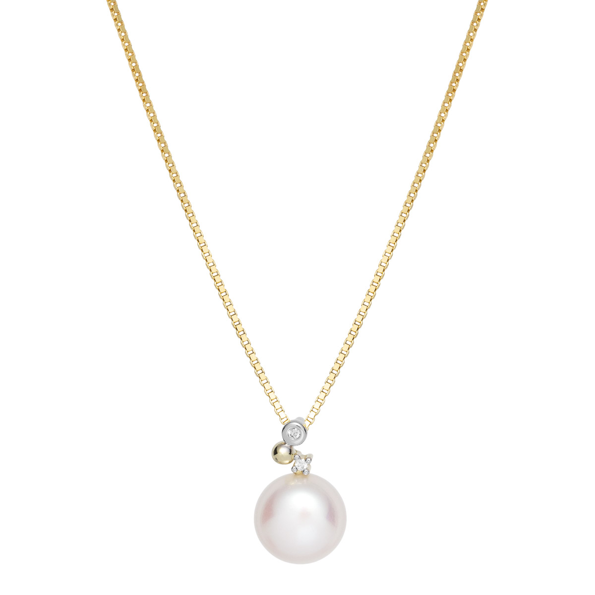 Halssmykke Ferskvannsperle 375 Gult Gull