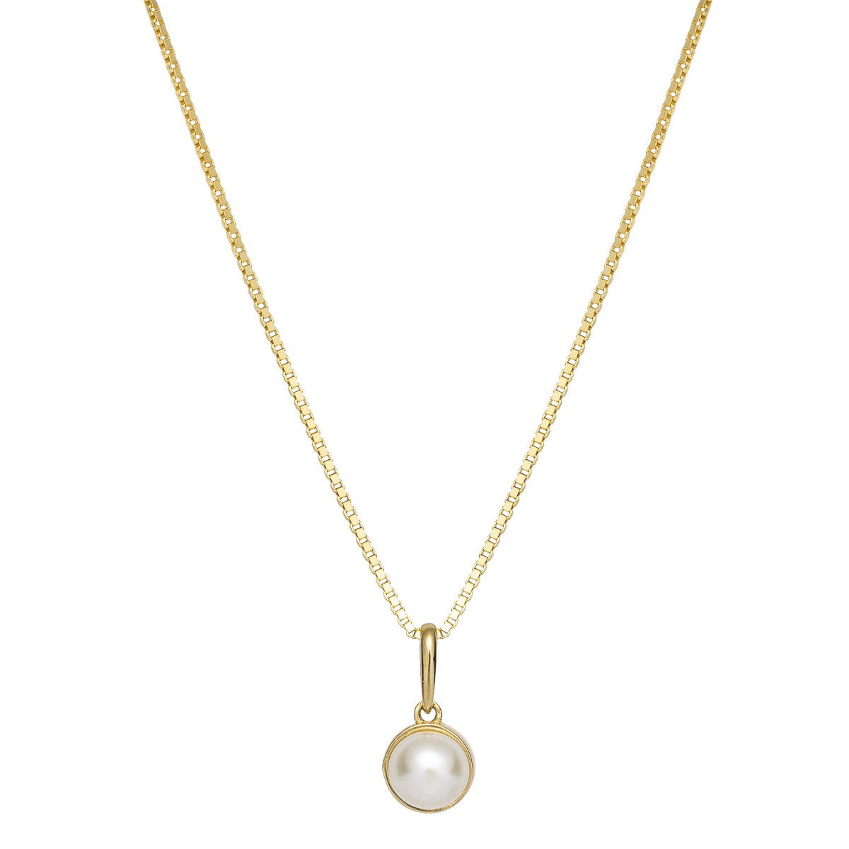 Halssmykke Ferskvannsperle 375 Gult Gull