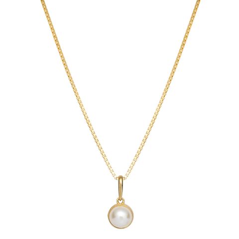 Halssmykke Ferskvannsperle 375 Gult Gull