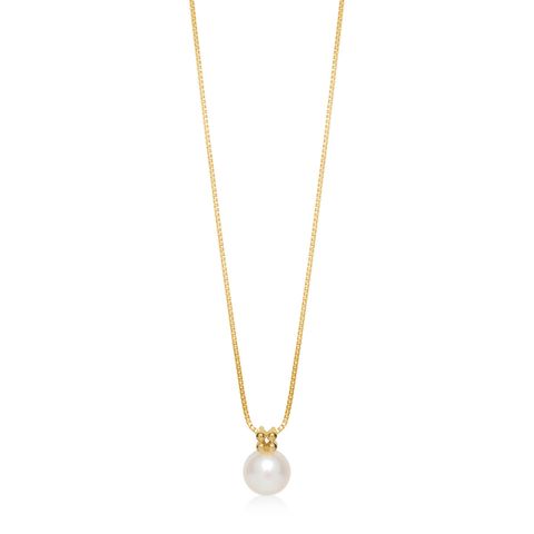 Halssmykke Ferskvannsperle 375 Gult Gull