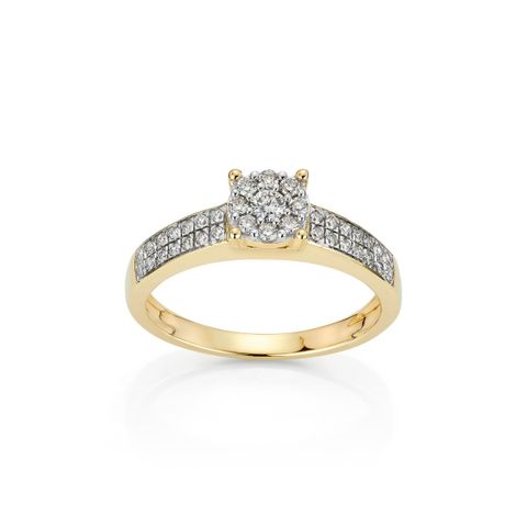 Diamantring 375 Gult Gull 0,30 ct