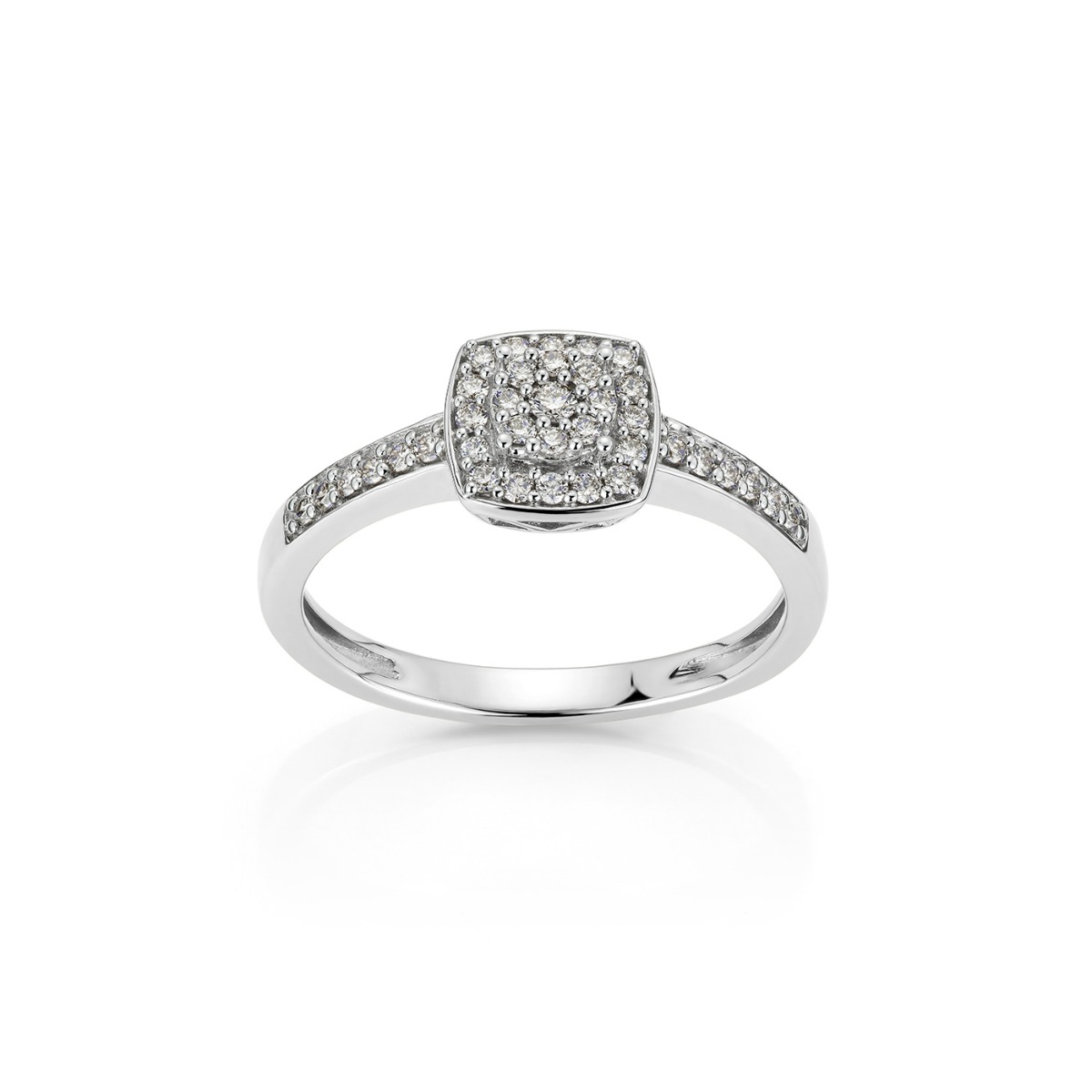 Diamantring 375 Hvitt Gull 0,22 ct