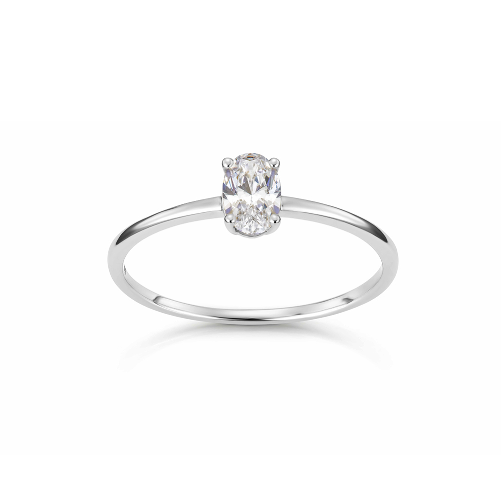 Ring Oval 375 Hvitt Gull