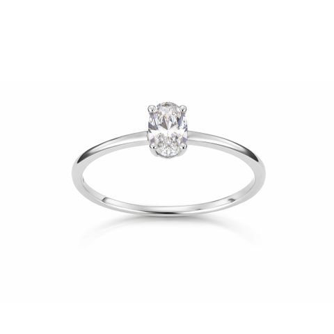 Ring Oval 375 Hvitt Gull