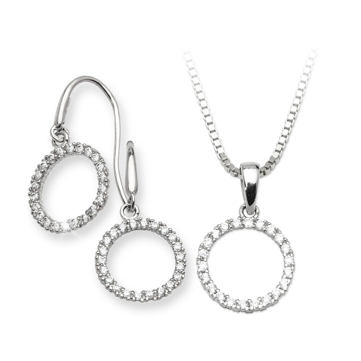 Smykkesett Sirkel Hvitt Gull