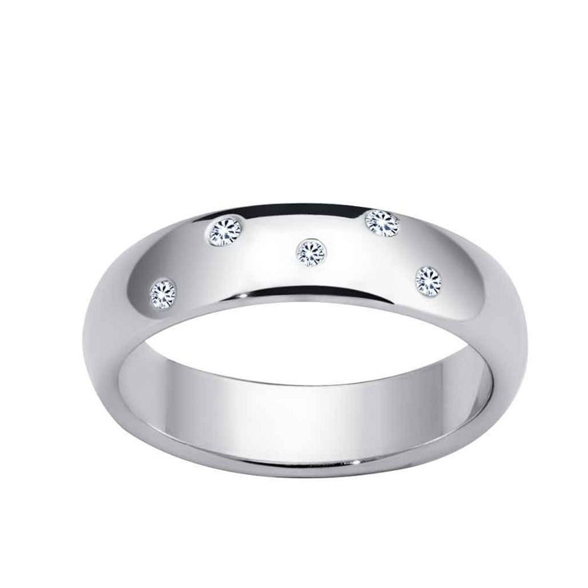 Giftering 5 mm Polert 5 diamanter 0,07 ct