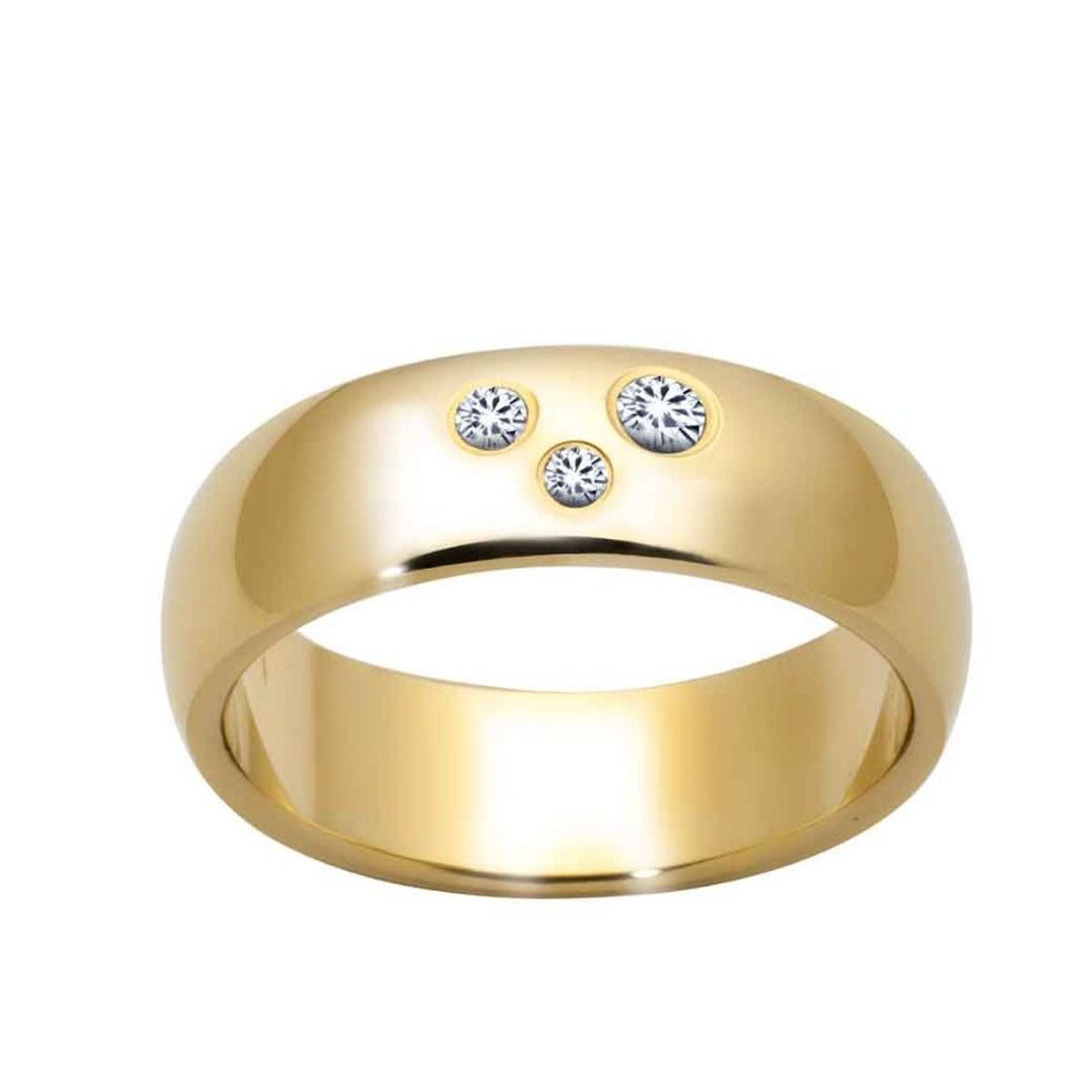 Giftering 6 mm Polert 3 Diamanter 0,1 ct