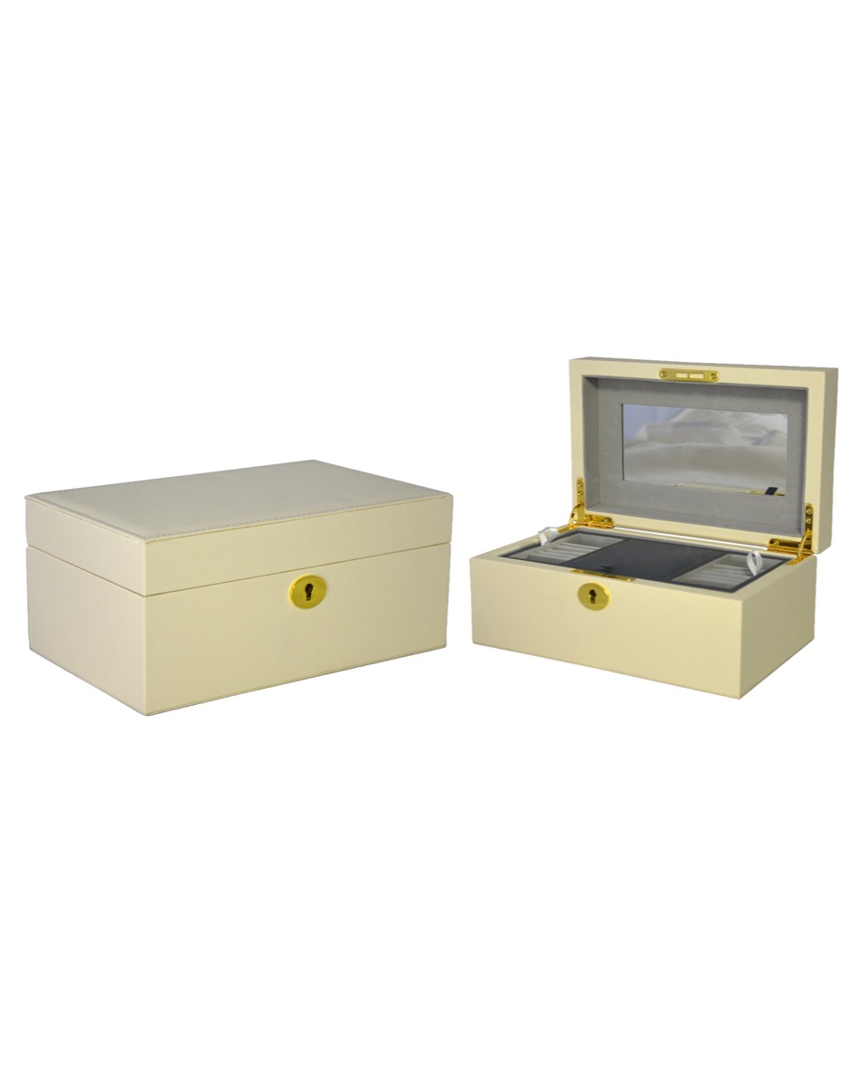 Smykkeskrin MDF med beige PU