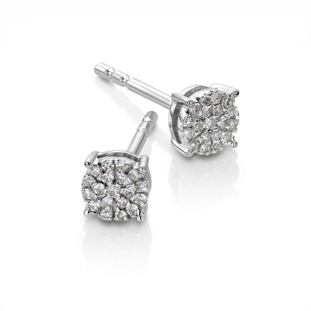 Diamantøredobber 585 Hvitt Gull 0,10 ct