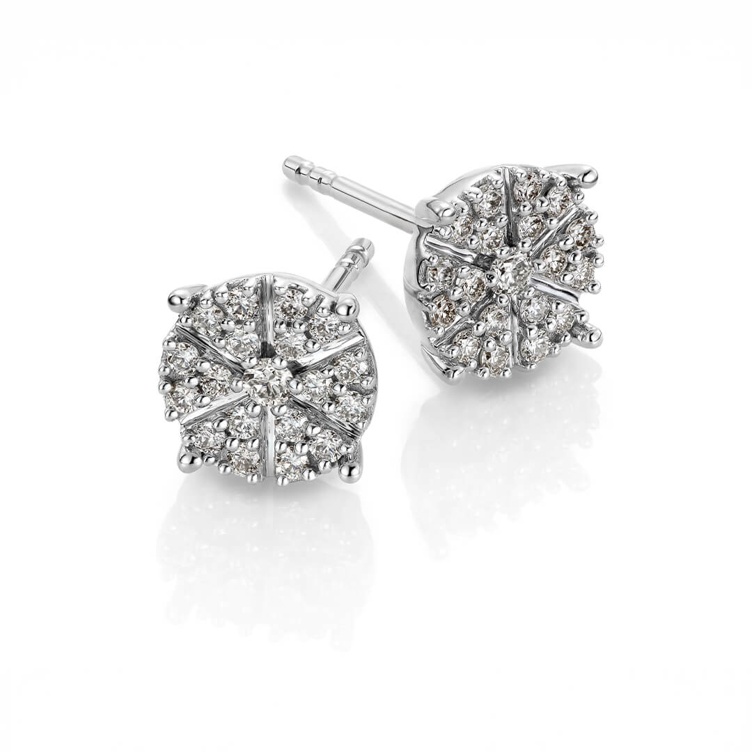 Diamantøredobber 375 Hvitt Gull 0,22 ct