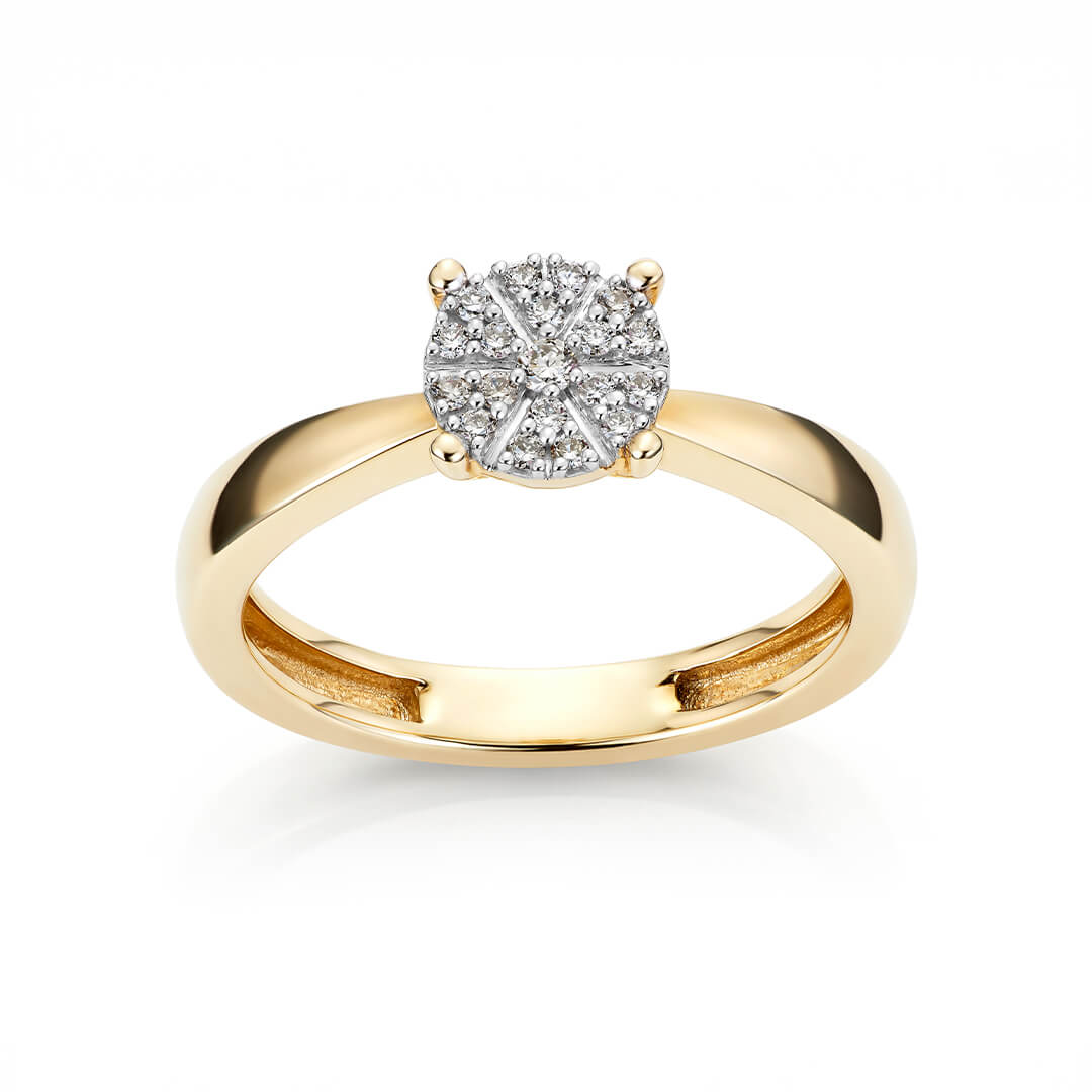 Diamantring 375 Gult Gull 0,118 ct
