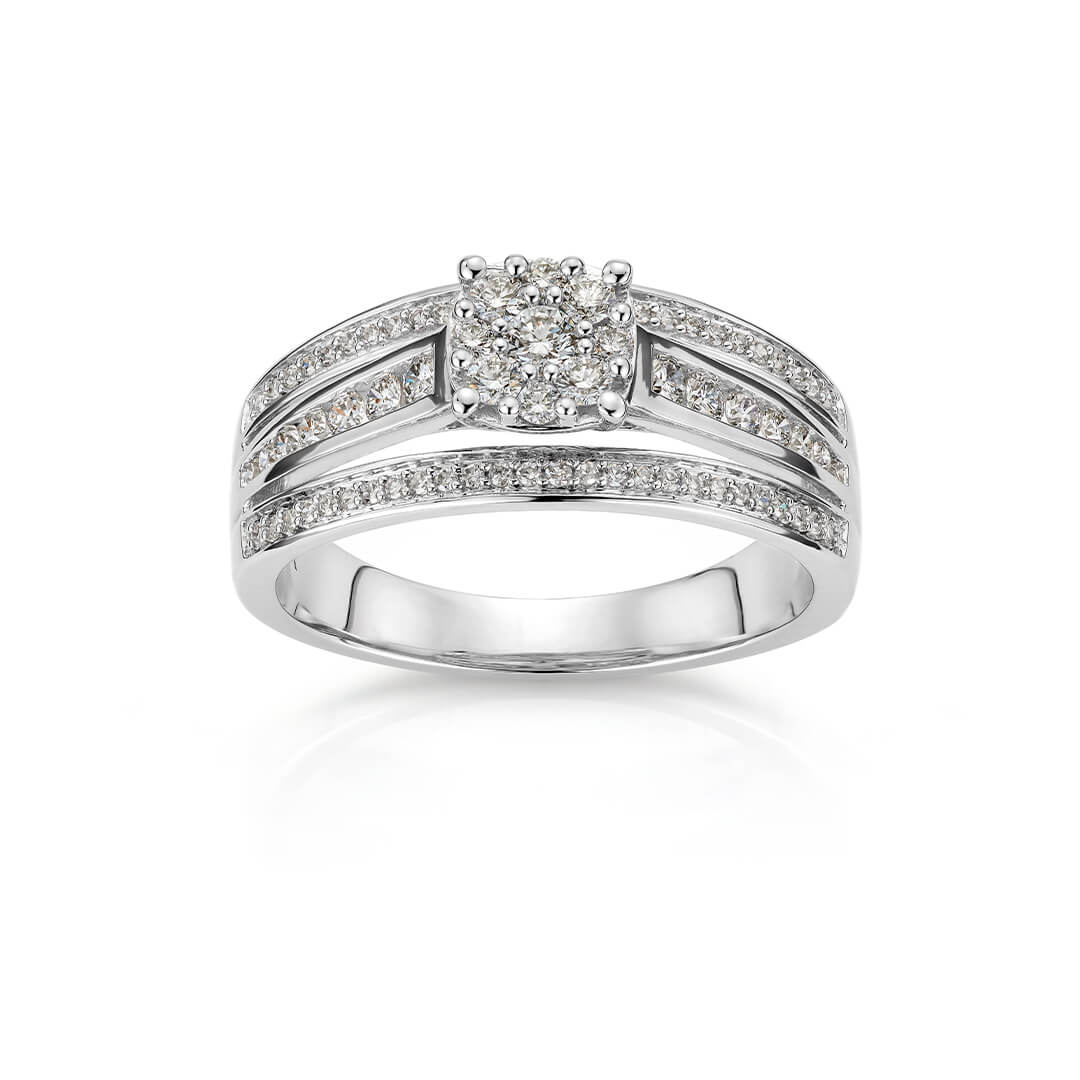 Diamantring 585 Hvitt Gull 0,50 ct.