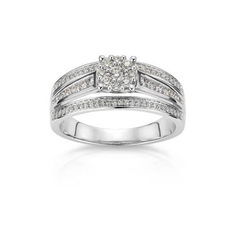 Diamantring 585 Hvitt Gull 0,50 ct.