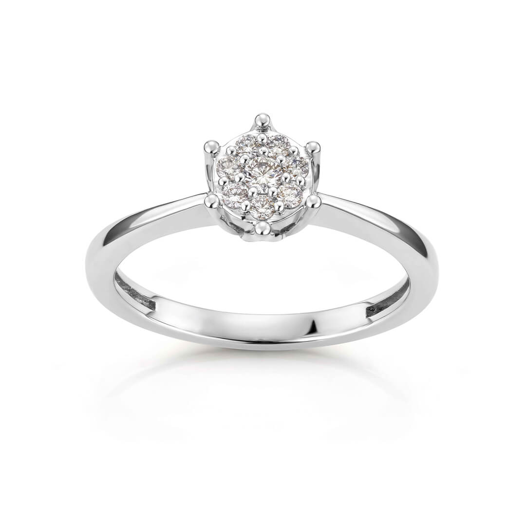 VICTORIA Diamantring 375 Hvitt Gull 0,14 ct