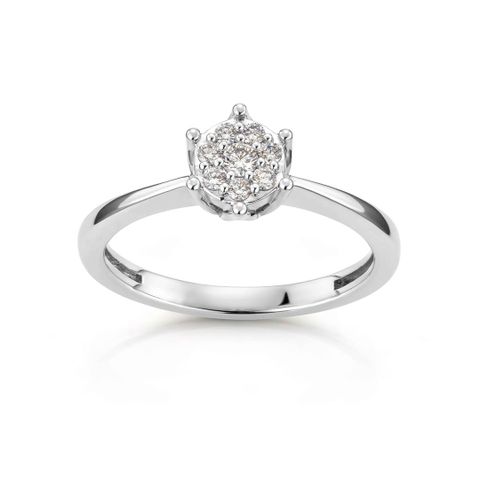 VICTORIA Diamantring 375 Hvitt Gull 0,14 ct
