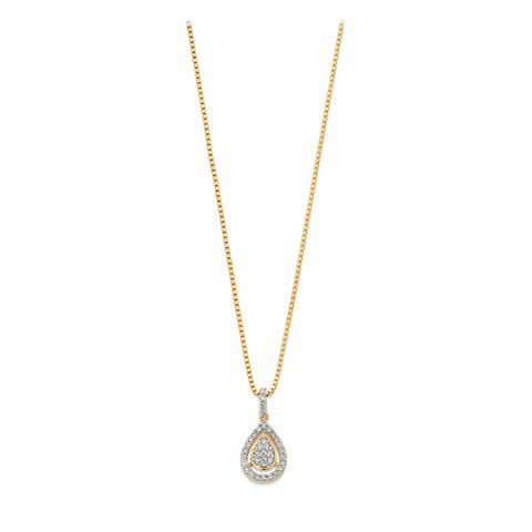 Diamantsmykke 375 Gult Gull 0,19 ct