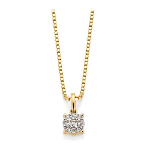 Diamantsmykke 375 Gult Gull 0,11 ct
