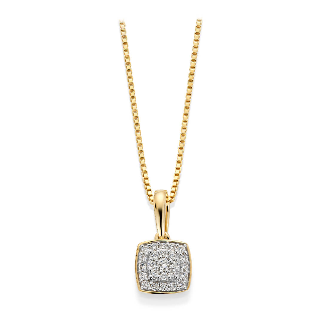 Diamantsmykke 375 Gult Gull 0,16 ct.