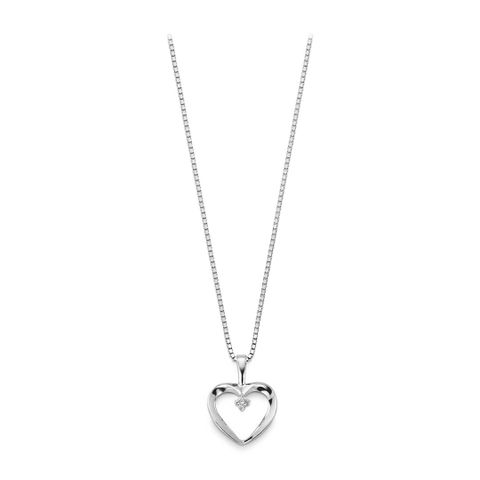Diamantsmykke 585 Hvitt Gull 0,02 ct