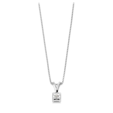 Alliansesmykke 585 Hvitt Gull 0,05 ct.