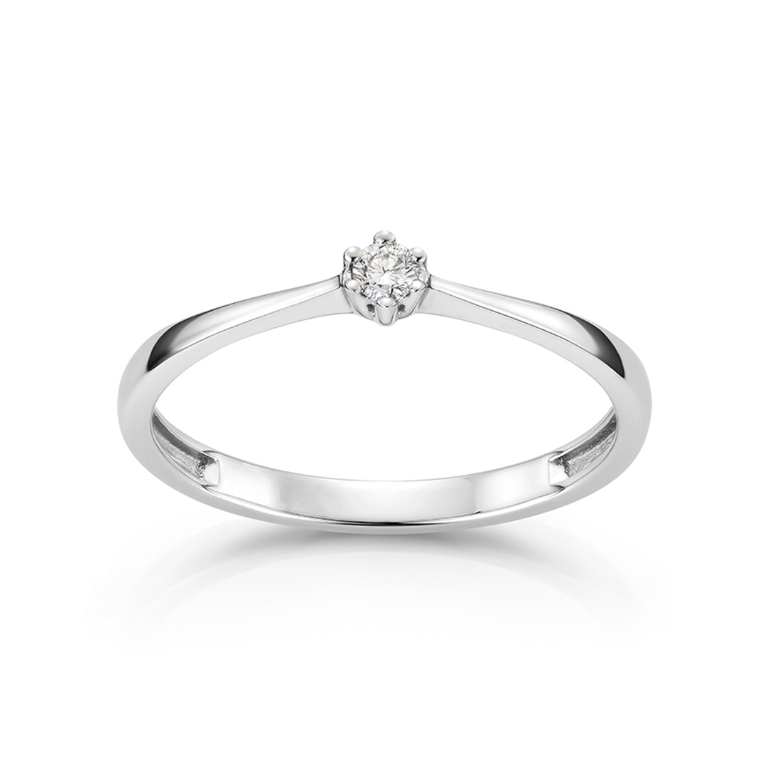 Aurora Diamantring 585 Hvitt Gull 0,05 ct.