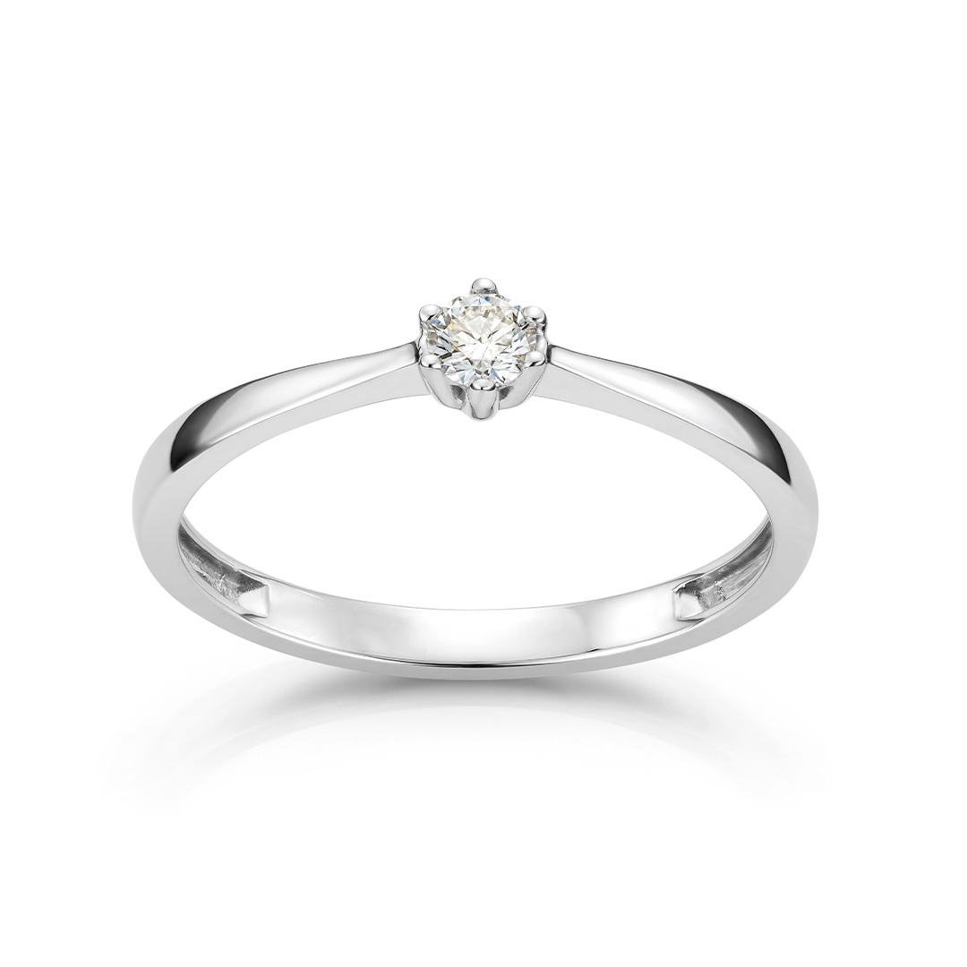 Aurora Diamantring 585 Hvitt Gull 0,10 ct.