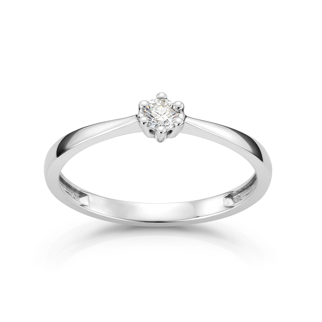 Aurora Diamantring 585 Hvitt Gull 0,12 ct.