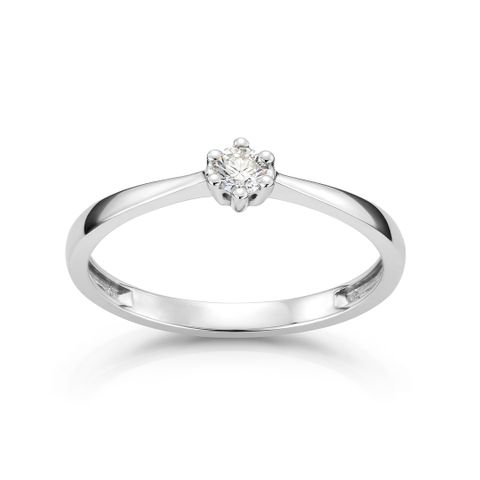 Aurora Diamantring 585 Hvitt Gull 0,12 ct.