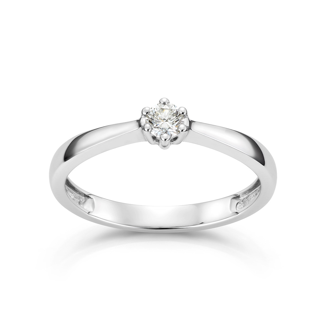 Aurora Diamantring 585 Hvitt Gull 0,15 ct.