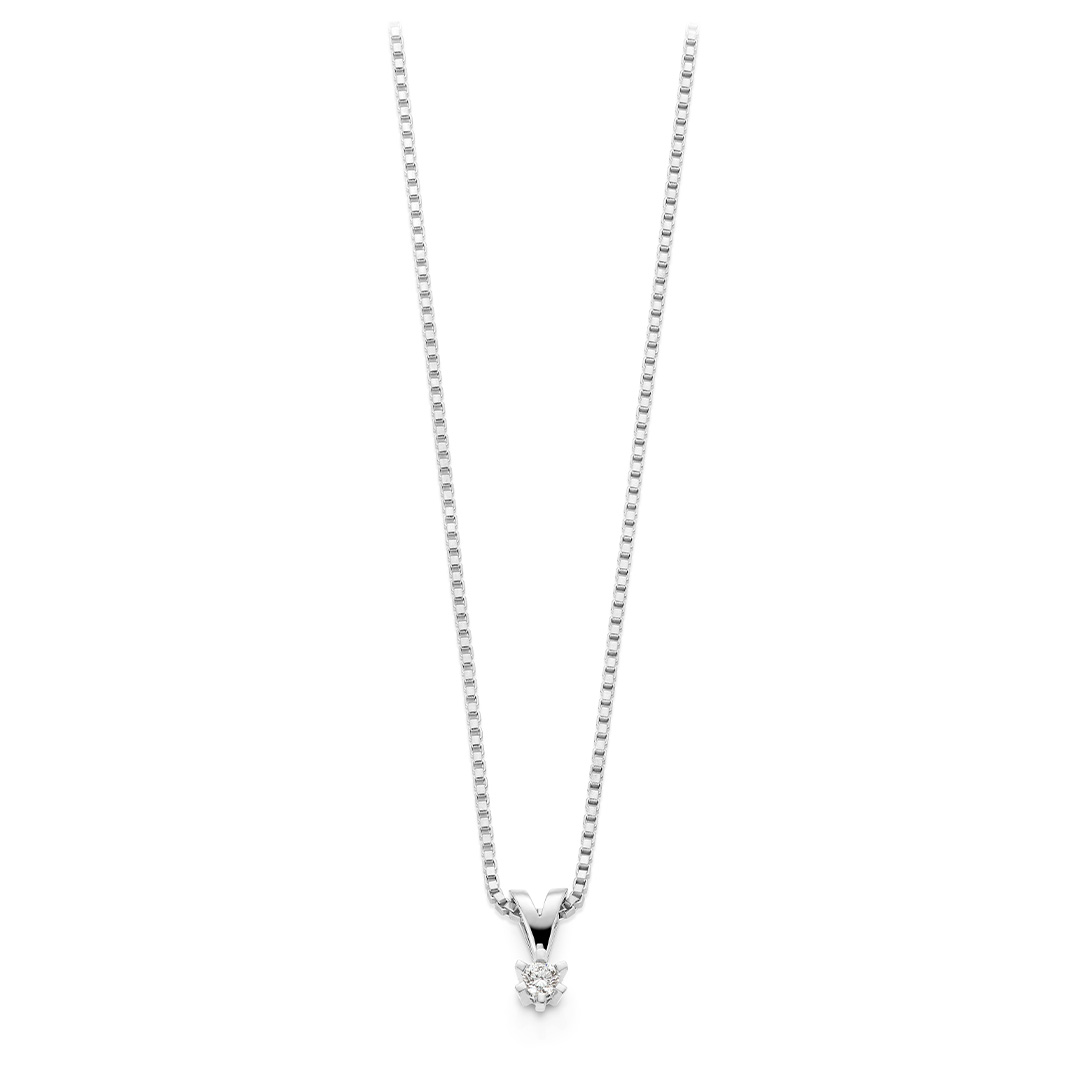 Diamantsmykke 585 Hvitt Gull 0,05 ct