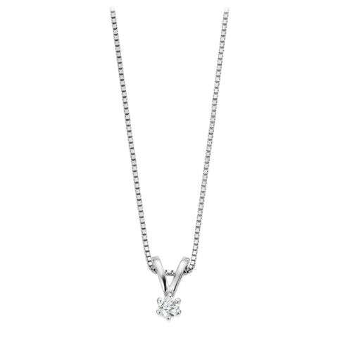 Diamantsmykke 585 Hvitt Gull 0,14 ct