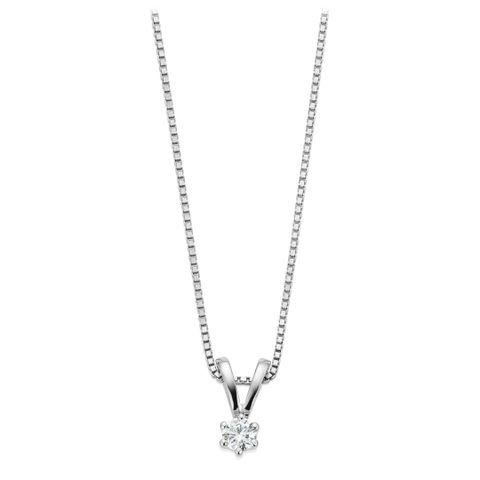 Diamantsmykke 585 Hvitt Gull 0,18 ct