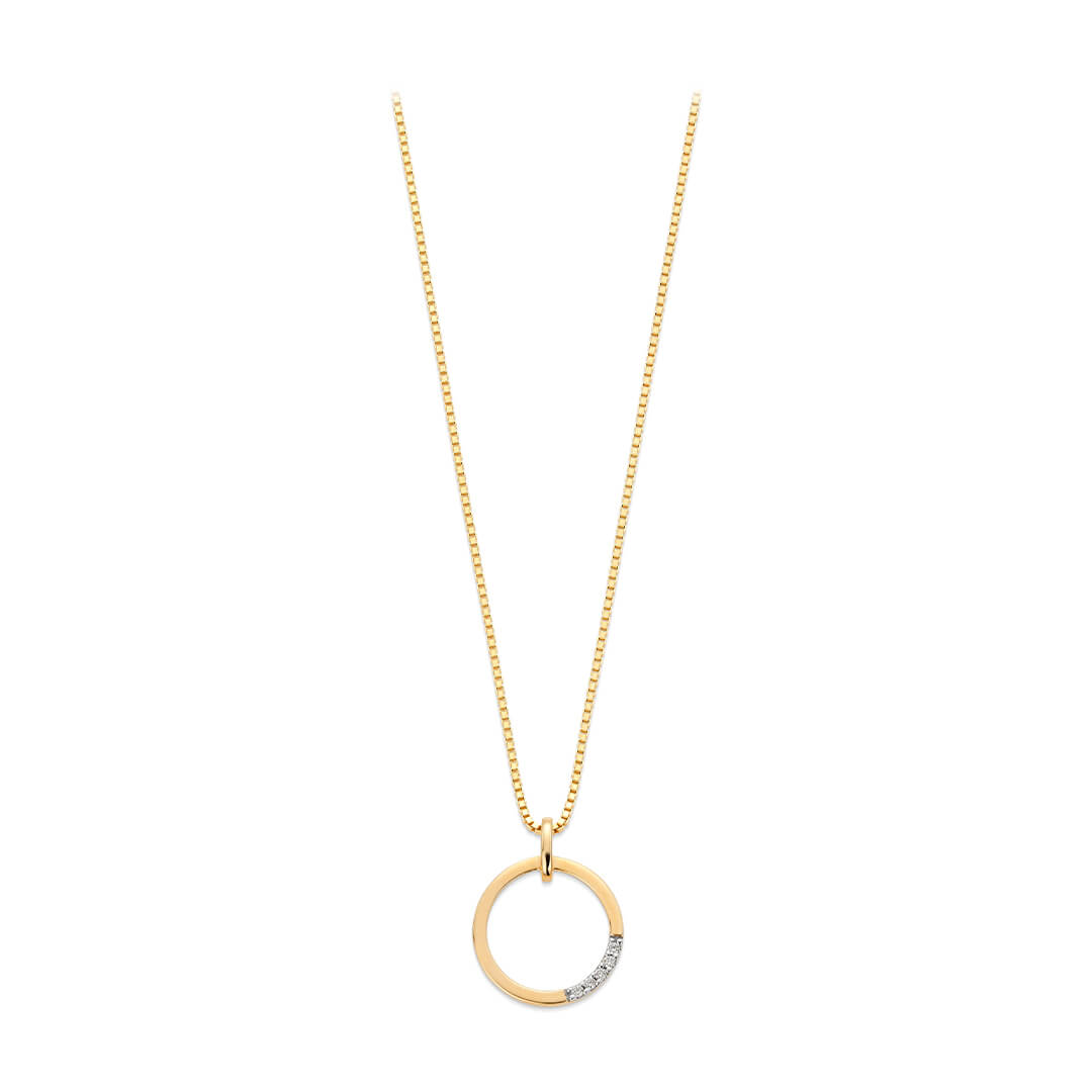 Diamantsmykke 585 Gult Gull 0,03 ct.