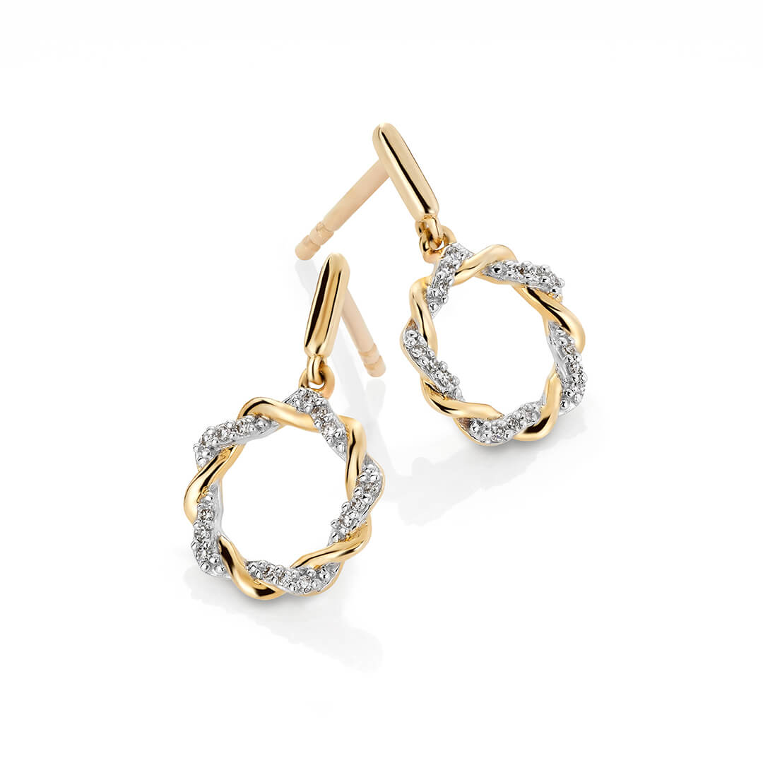 Diamantøredobber 585 Gult Gull 0,05 ct