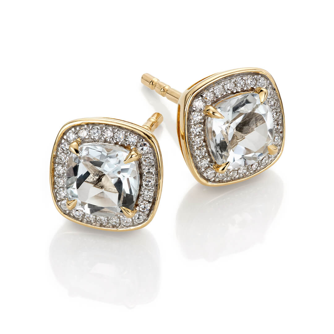 Topasøredobber 585 gult gull med diamanter 0,10 ct