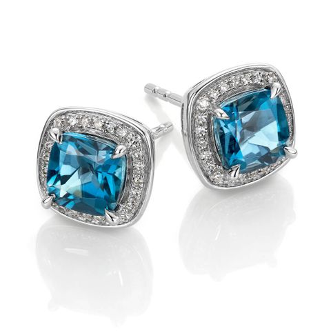 Diamantøredobber 585 Hvitt Gull 0,10 ct