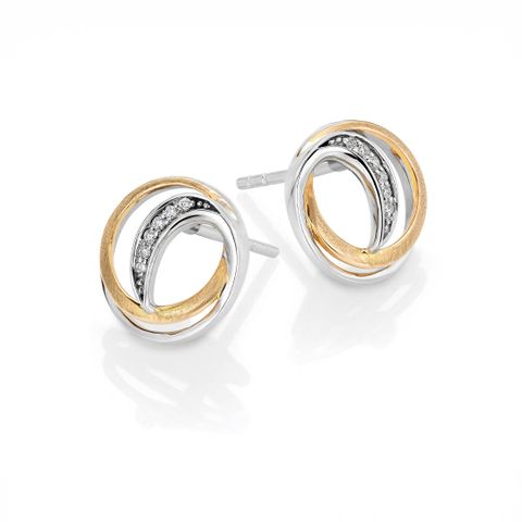 Diamantøredobber 585 Tofarget Gull 0,03 ct