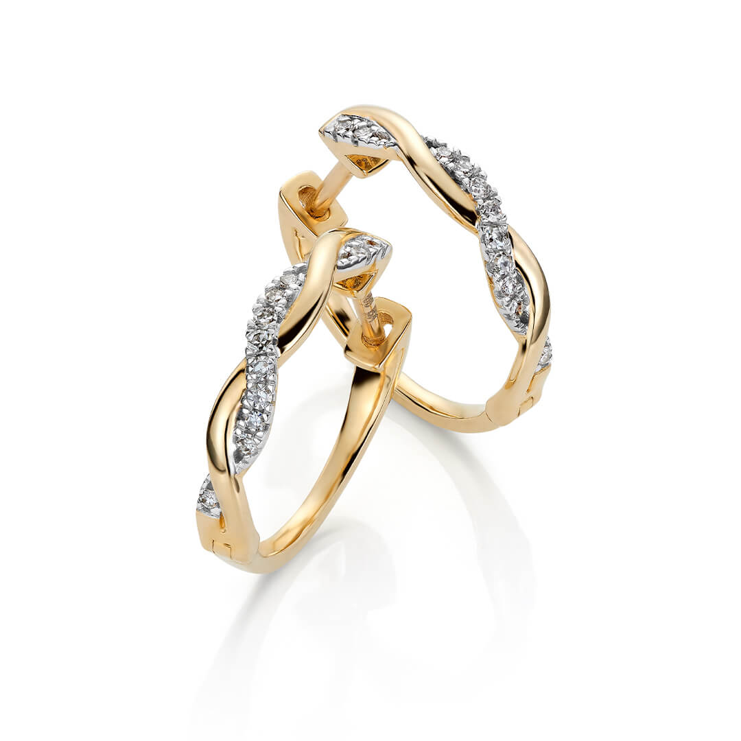 Diamantøreringer 585 Gult Gull 0,10 ct