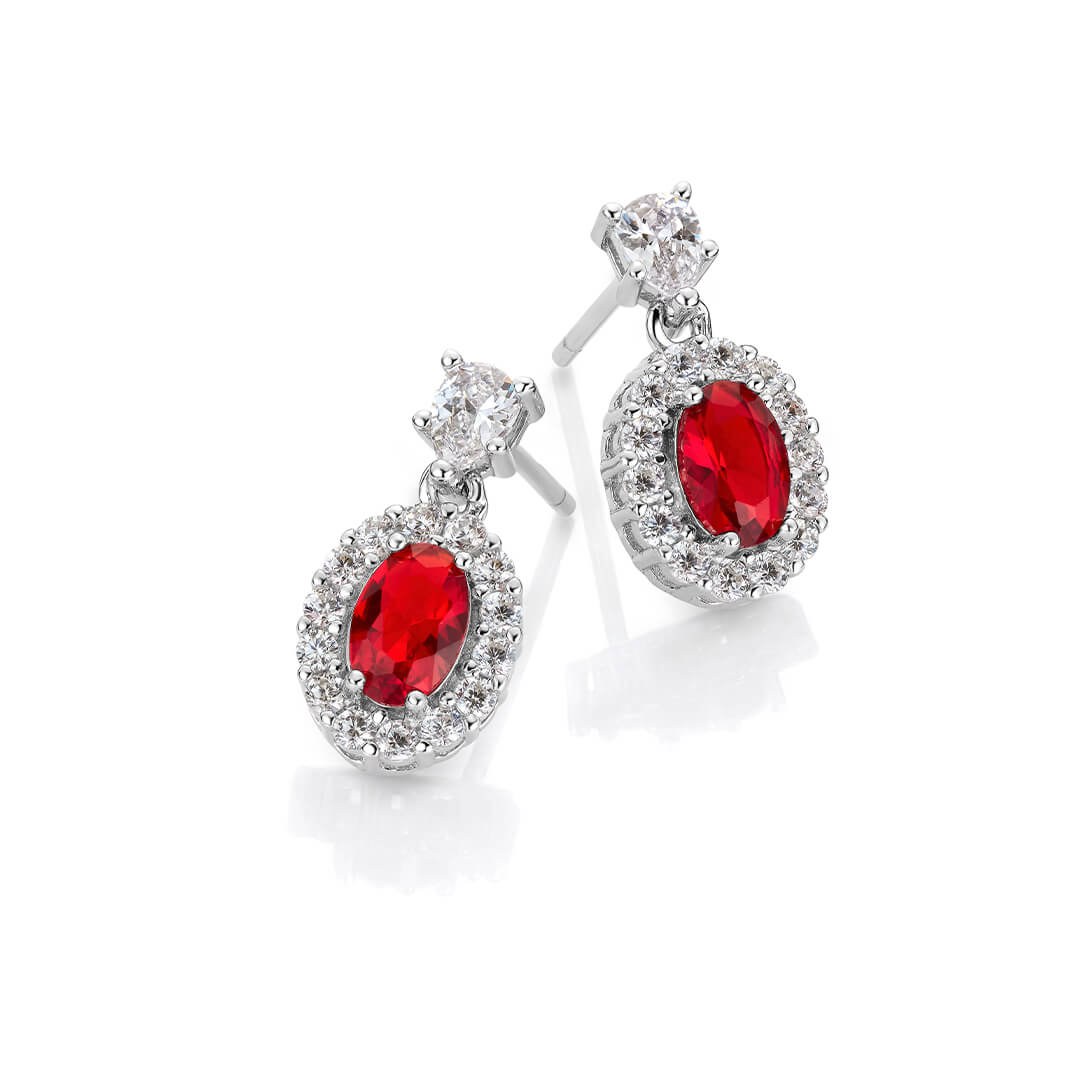 Øredobber 925 Sølv Rød