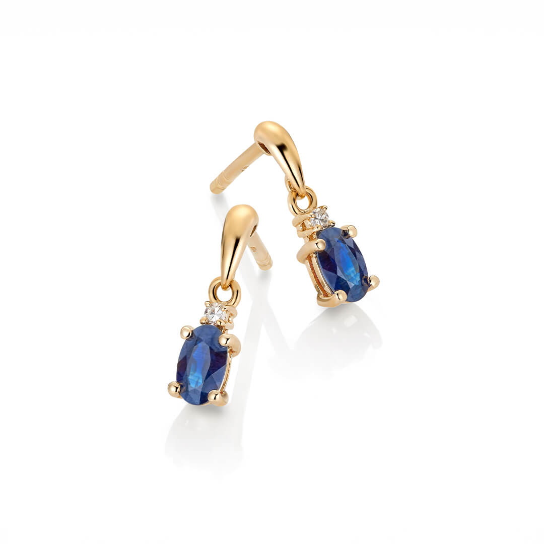 Øredobber Safir 375 Gult Gull