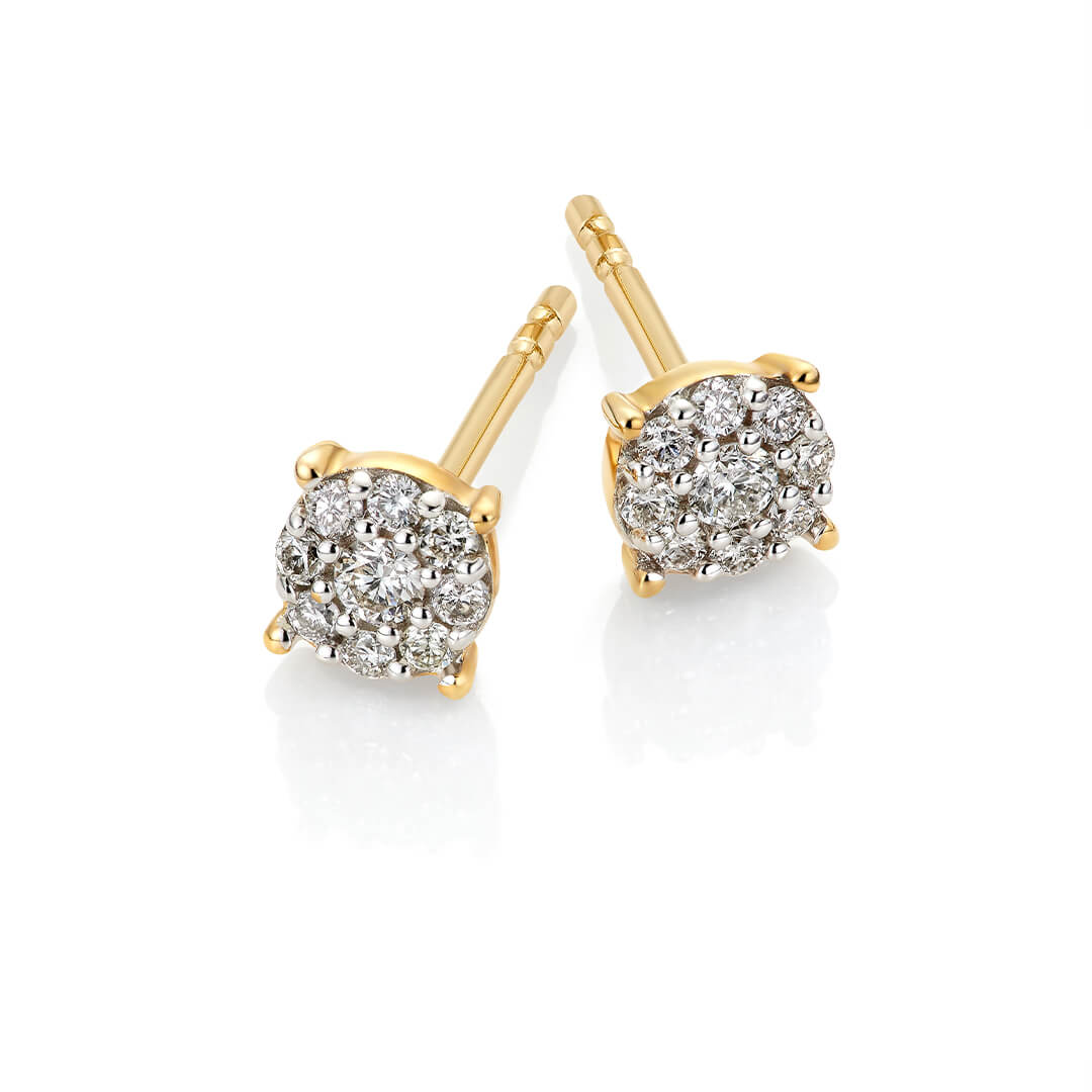 Diamantøredobber 375 Gult Gull 0,16 ct