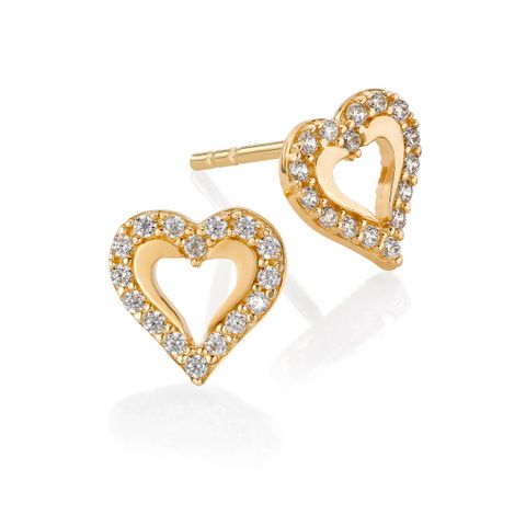 Øredobber Hjerte 585 Gult Gull