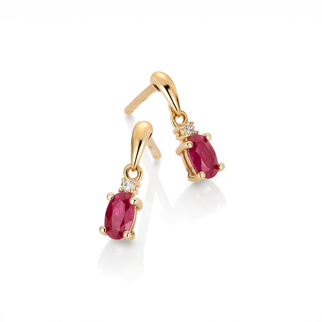 Øredobber Rubin 375 Gult Gull