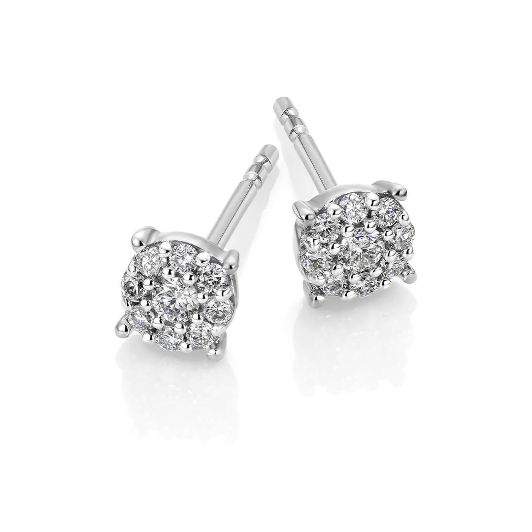 Diamantøredobber 375 Hvitt Gull 0,16 ct