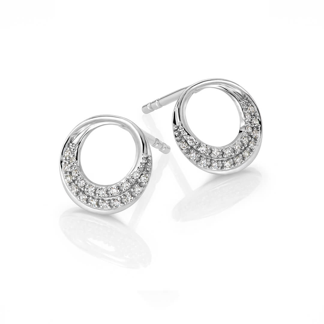 Diamantøredobber 585 Hvitt Gull 0,06 ct